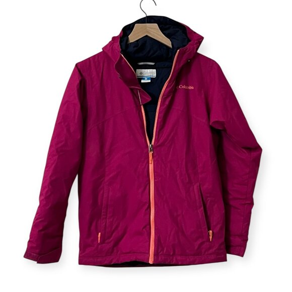 Columbia Omni-Tech Waterproof Breathable Women’s Jacket Size L Magenta Pink Hood - Picture 1 of 13